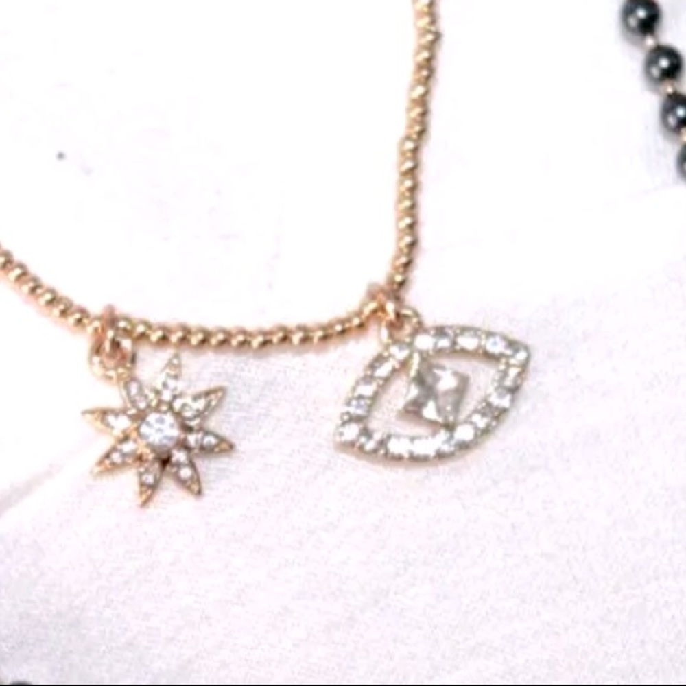 Marchesa 2 in 1 Necklace Dual Layer Evil Eye Star Moon Crystal - Picture 3 of 4